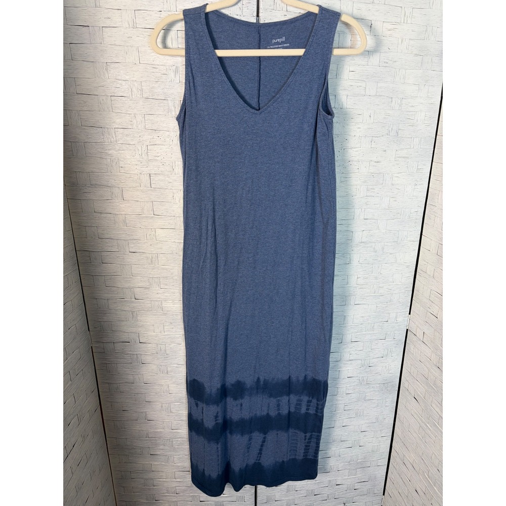 Pure Jill J. Jill Blue Tie-Dye Maxi‎ Dress Cotton V-Neck Sleeveless Cozycore